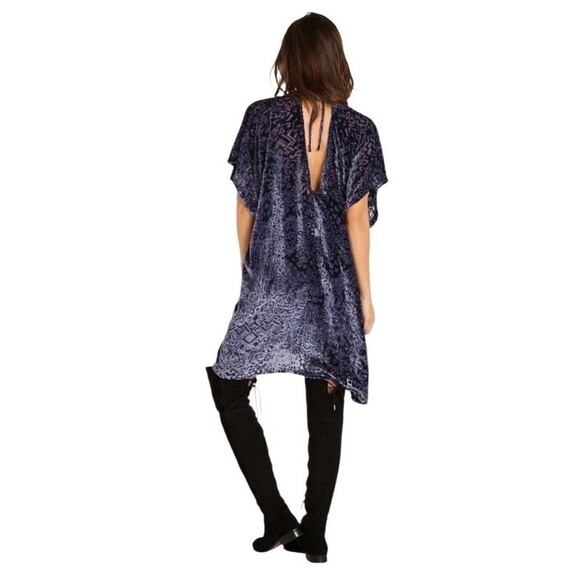 Free People Room of Shadows Velvet Burnout Shift Dress Womens XSBlue Ash - Picture 7 of 7